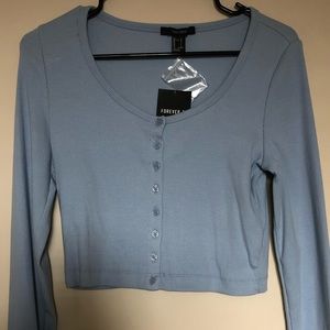 Long sleeve Button Crop top
